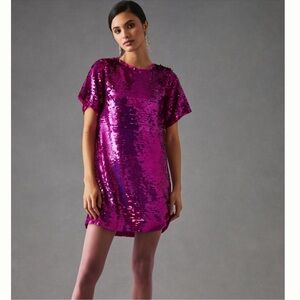 Anthropologie Verb by Pallavi Singhee Sequin Shift Dress Pink XL
